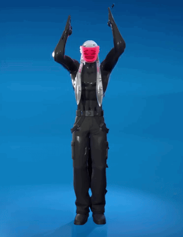 A Man With A Pink Mask On His Head Stands With His Arms Outstretched GIF