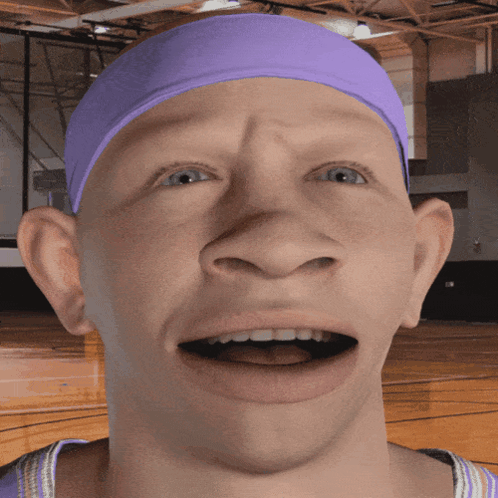 A Man With A Purple Headband On His Head GIF