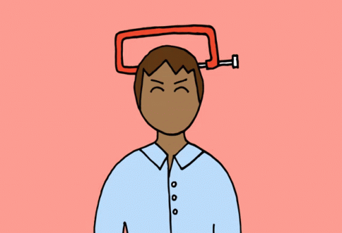 A Man With A Red Clamp On His Head GIF