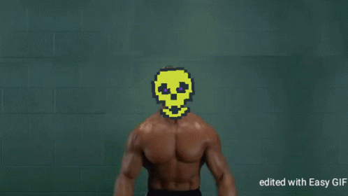 A Man With A Skull On His Face Holds Two Cats GIF