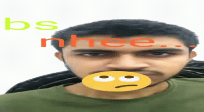 A Man With A Smiley Face Covering His Mouth And The Words Bs Nhee GIF