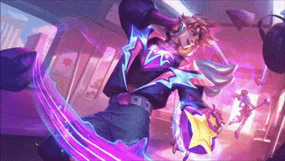 A Man With A Star In His Hand Is Surrounded By Purple Lights GIF