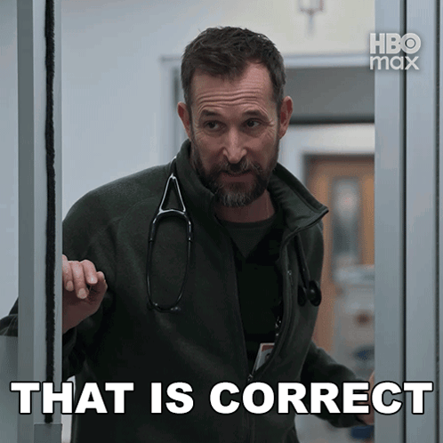 A Man With A Stethoscope Around His Neck And The Words That Is Correct GIF