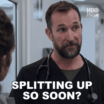 A Man With A Stethoscope Around His Neck Says Splitting Up So Soon While Talking To A Woman GIF
