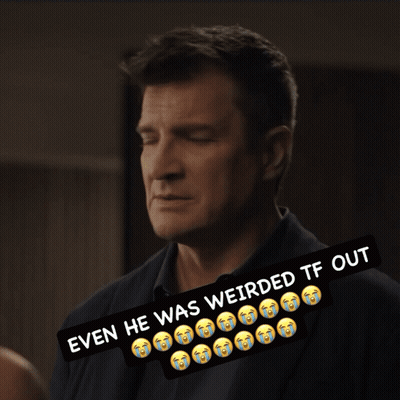 A Man With A Sticker That Says " Even He Was Weirded Tf Out " On It GIF