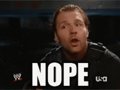 A Man With A Surprised Look On His Face And The Word Nope Behind Him GIF