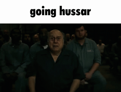 A Man With A Surprised Look On His Face And The Words Going Hussar Oh My God On The Bottom GIF
