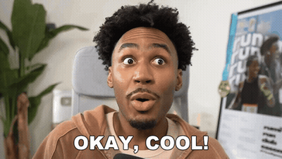 A Man With A Surprised Look On His Face And The Words Okay Cool Below Him GIF