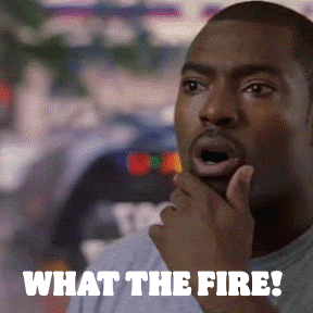 A Man With A Surprised Look On His Face And The Words What The Fire GIF