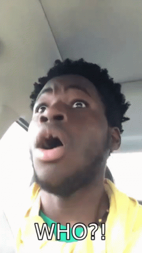 A Man With A Surprised Look On His Face And The Words Who Written Above Him GIF