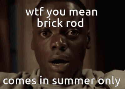 A Man With A Surprised Look On His Face Has The Words Wtf You Mean Brick Rod Comes In Summer Only GIF