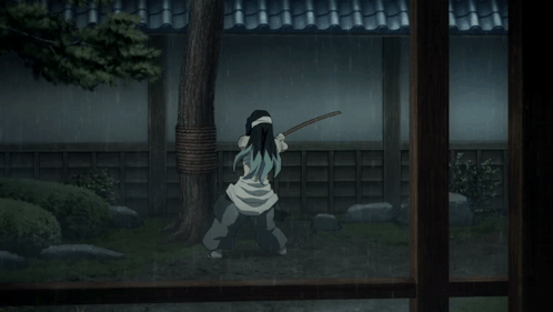 A Man With A Sword Is Standing Next To A Woman With A Ponytail GIF