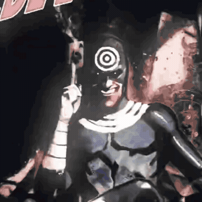 A Man With A Target On His Face Is Holding A Cigarette GIF
