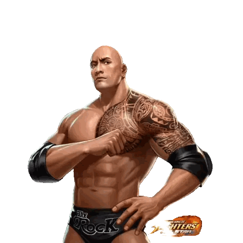 A Man With A Tattoo On His Arm Wears A Belt That Says " The Rock " Sticker