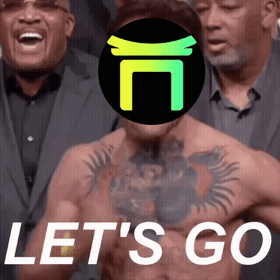 A Man With A Tattoo On His Chest Stands In Front Of A Sign That Says " Let 'S Go " GIF