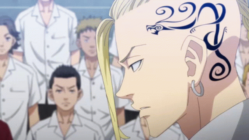 A Man With A Tattoo On His Head That Says ' 222 ' GIF