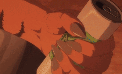 A Man With A Tiger Face Is Holding A Can Of Soda GIF