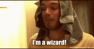 A Man With A Towel Wrapped Around His Head Says `` I 'M A Wizard '' . GIF