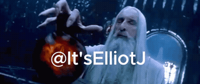 A Man With A White Beard Is Holding A Red Object With The Words @It 'Selliotj Written Below Him GIF