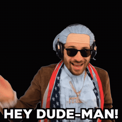A Man With A Wig And Sunglasses Says Hey Dude-Man GIF