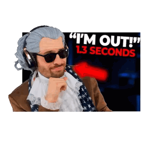 A Man With A Wig And Sunglasses Says " I 'M Out " Sticker