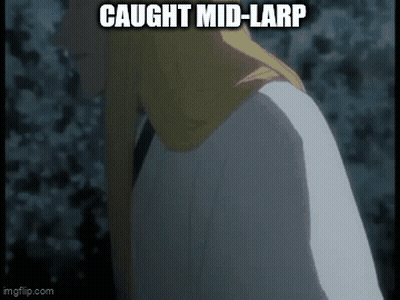 A Man With A Yellow Scarf Around His Neck Is Being Caught Mid-Larp GIF