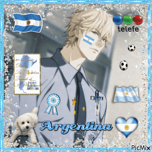 A Man With Argentina Written On His Shirt GIF