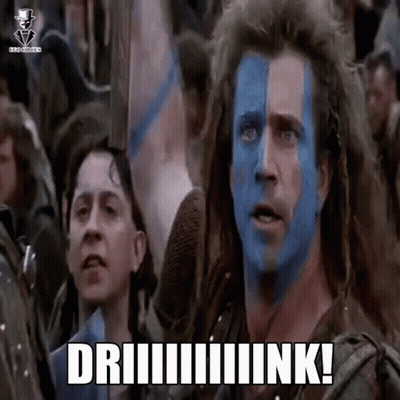 A Man With Blue And Red Paint On His Face Says " Driiiiiiiiink " GIF