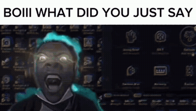 A Man With Blue Hair Is Making A Funny Face In Front Of A Screen With Icons . GIF