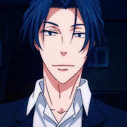 A Man With Blue Hair Is Wearing A White Shirt And A Blue Jacket GIF