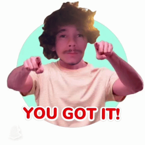 A Man With Curly Hair And A Mustache Is Pointing At The Camera With The Words You Got It . GIF