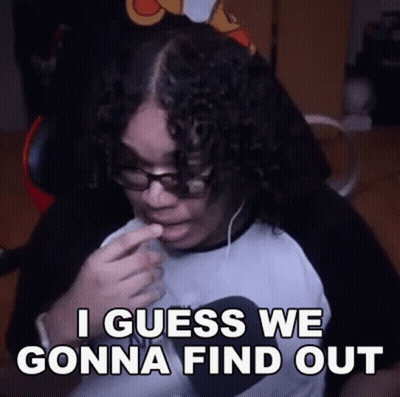 A Man With Curly Hair And Glasses Is Sitting In A Chair And Saying `` I Guess We Gon Na Find Out '' . GIF