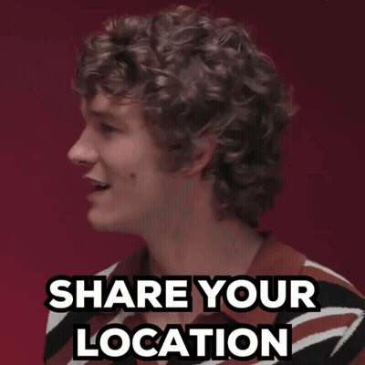 A Man With Curly Hair Is Holding A Brush And Says Share Your Location GIF