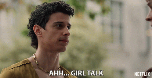 A Man With Curly Hair Says Ahh Girl Talk In A Netflix Ad GIF