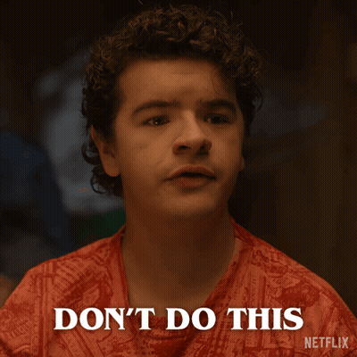 A Man With Curly Hair Says " Do N't Do This " In Front Of A Netflix Logo GIF