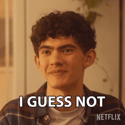 A Man With Curly Hair Says I Guess Not In Front Of A Netflix Logo GIF