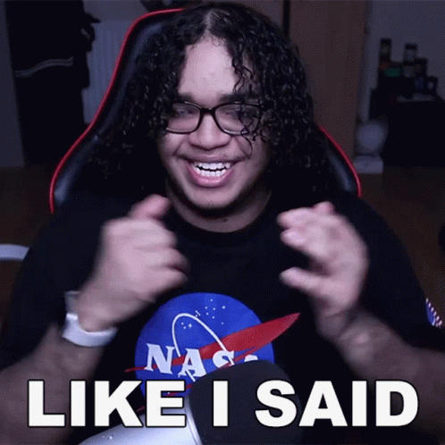 A Man With Curly Hair Wearing A Nasa Shirt Says Like I Said GIF
