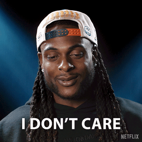 A Man With Dreadlocks And A Hat Says I Don T Care GIF