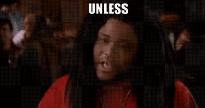 A Man With Dreadlocks And A Red Shirt Is Making A Funny Face And Saying `` Unless You A Zombie '' . GIF