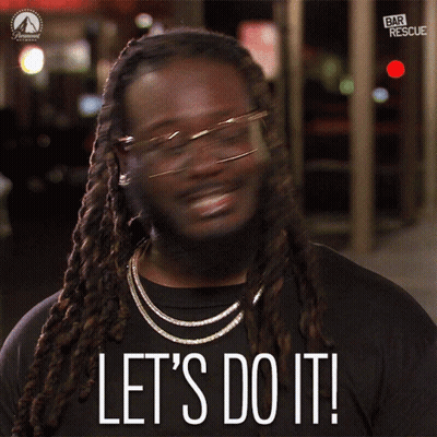 A Man With Dreadlocks And Glasses Says Let 'S Do It In White Letters GIF