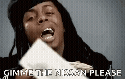 A Man With Dreadlocks Is Holding A Bunch Of Money In His Hand And Says `` Gimme The Nissan Please '' . GIF