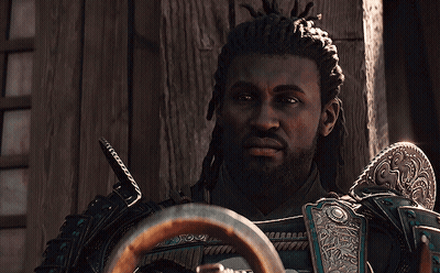 A Man With Dreadlocks Is Looking At Something In A Video Game GIF