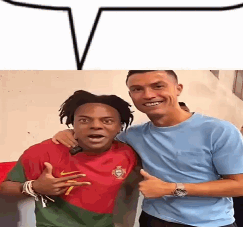 A Man With Dreadlocks Is Posing For A Picture With A Soccer Player GIF