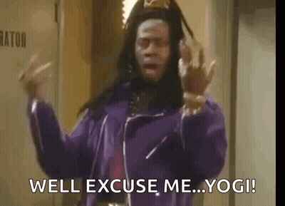 A Man With Dreadlocks Is Wearing A Purple Jacket And A Crown And Says Well Excuse Me ... Yogi . GIF