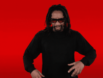 A Man With Dreadlocks Is Wearing Sunglasses And Holding A Letter O In Front Of His Mouth GIF