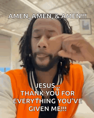 A Man With Dreadlocks Says Amen Amen Amen Jesus ... Thank You For Everything You 'Ve Given Me GIF