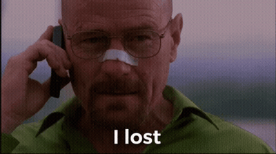A Man With Glasses And A Bandage On His Nose Talking On A Cell Phone With The Words I Lost Below Him GIF