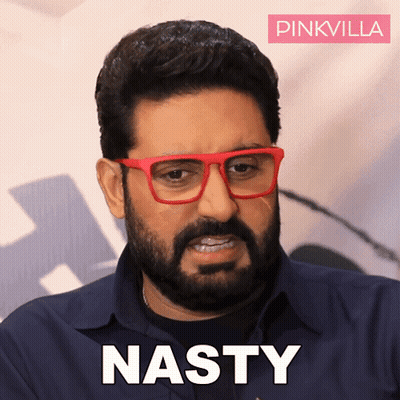 A Man With Glasses And A Beard Has The Word Nasty Written On His Face GIF