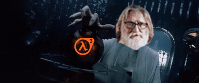 A Man With Glasses And A Beard Is Holding A Sphere With A Lambda 3 Logo On It GIF