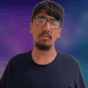 A Man With Glasses And A Beard Is Holding His Hands Up In The Air GIF
